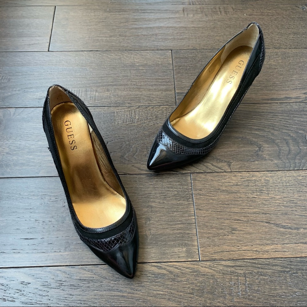 Guess Size 7.5 Black 3 Inch High Heels